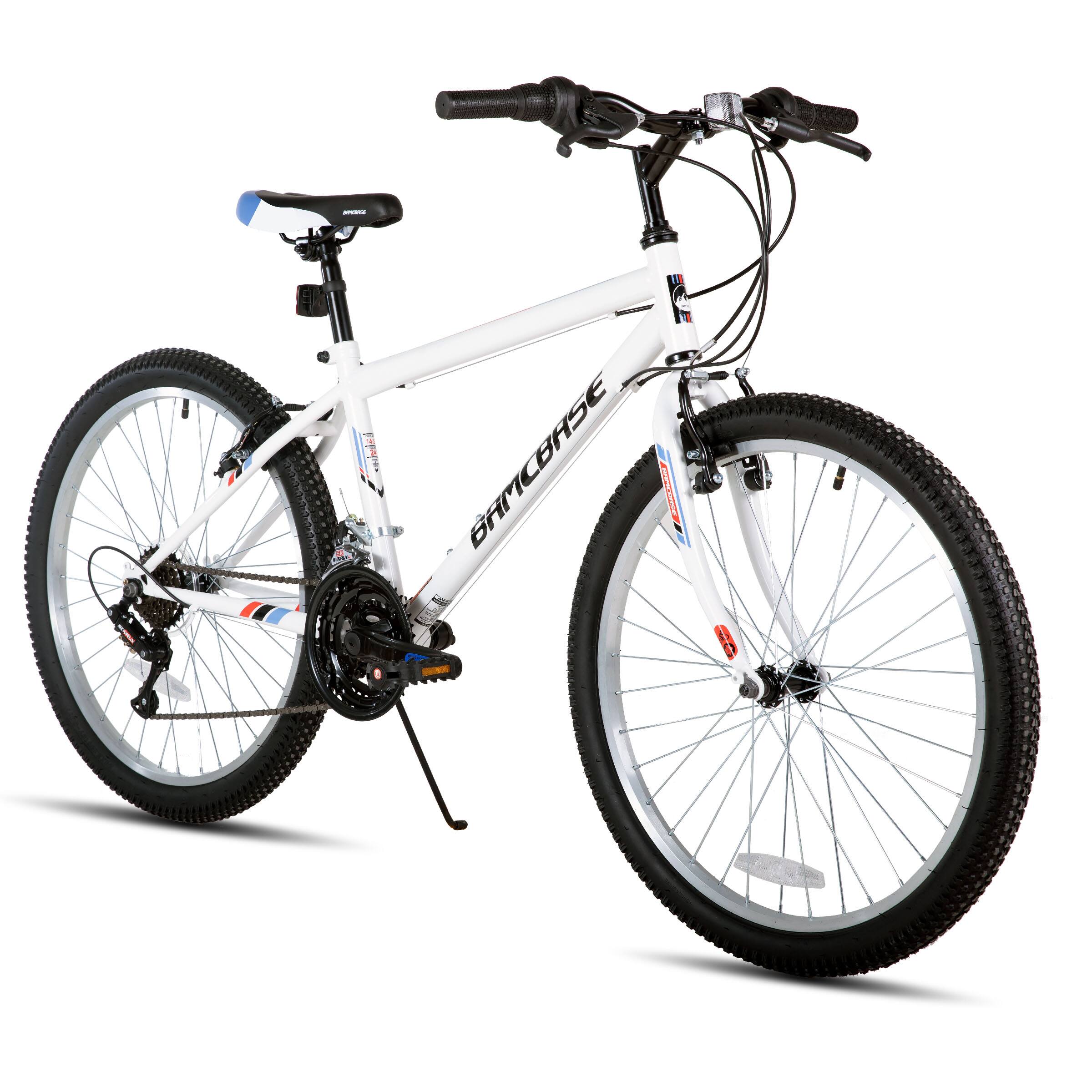 HILAND - BAMCBASE Sprague 26 inch Steel Mountain Bike for Adults, 18-Speed MTB with Rigid Fork, Men Women Bicycle - White
