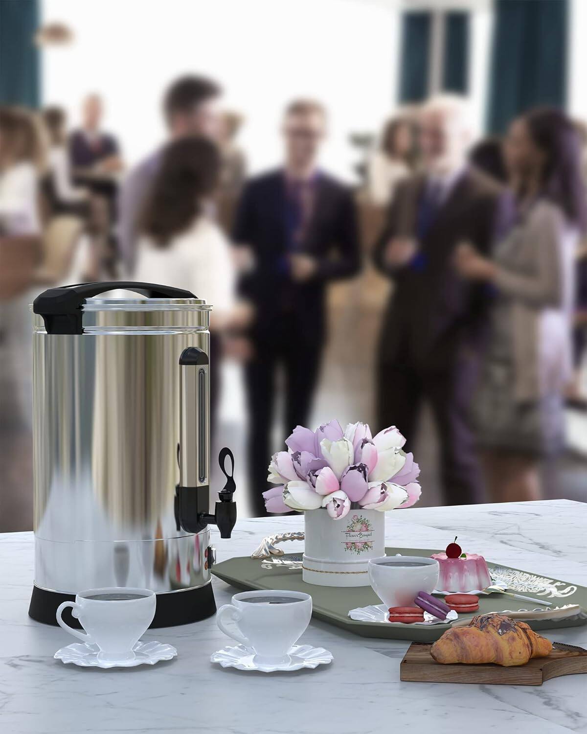 Alt View 1. Babevy - 120 Cup (18L/4.8Gal) Commercial Coffee Urn, Stainless Steel, Fast Brew, Dispenser for Catering Parties - Silver.