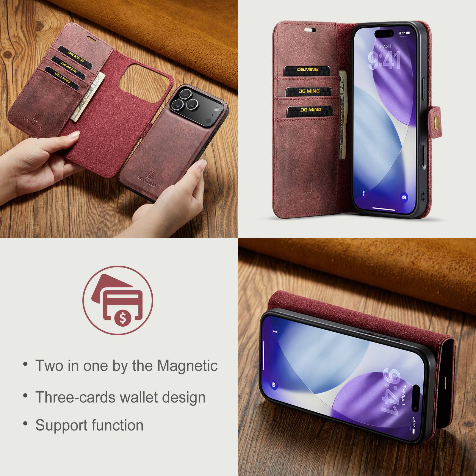 - Two in one by the Magnetic Three-cards wallet design
- Support function