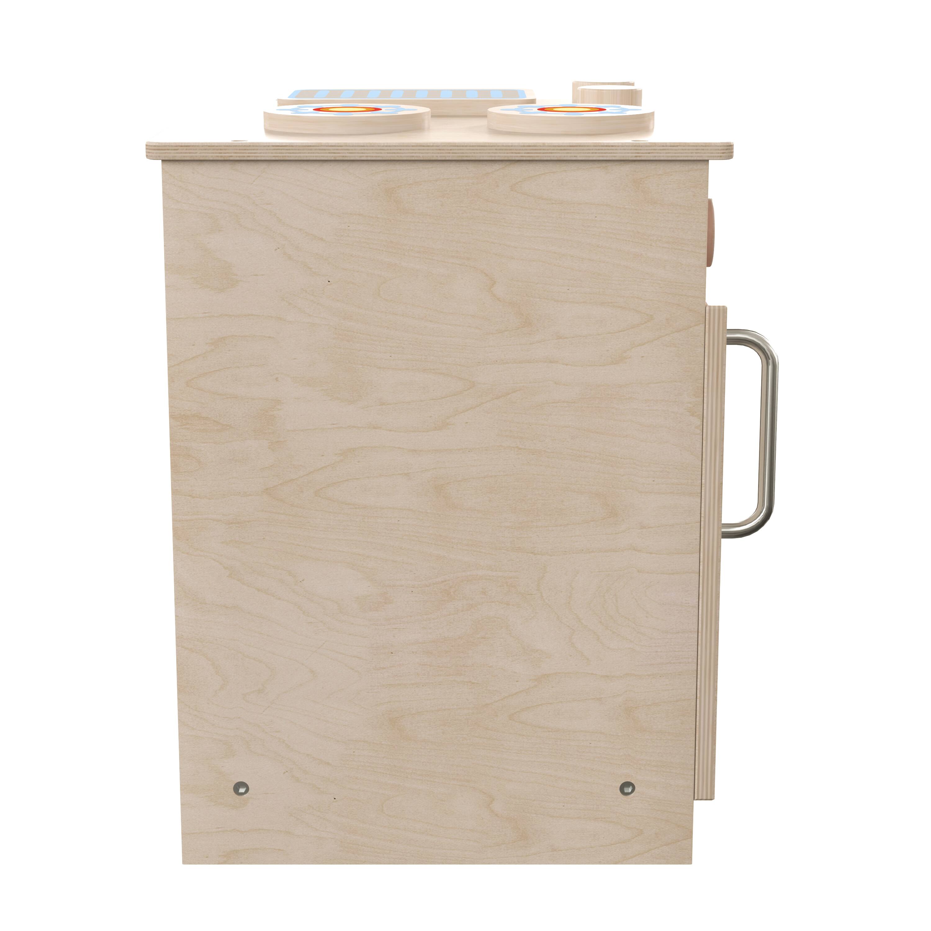 Left. Flash Furniture - Bright Beginnings Commercial Grade Wooden Children's Kitchen Stove with Integrated Storage - Natural.