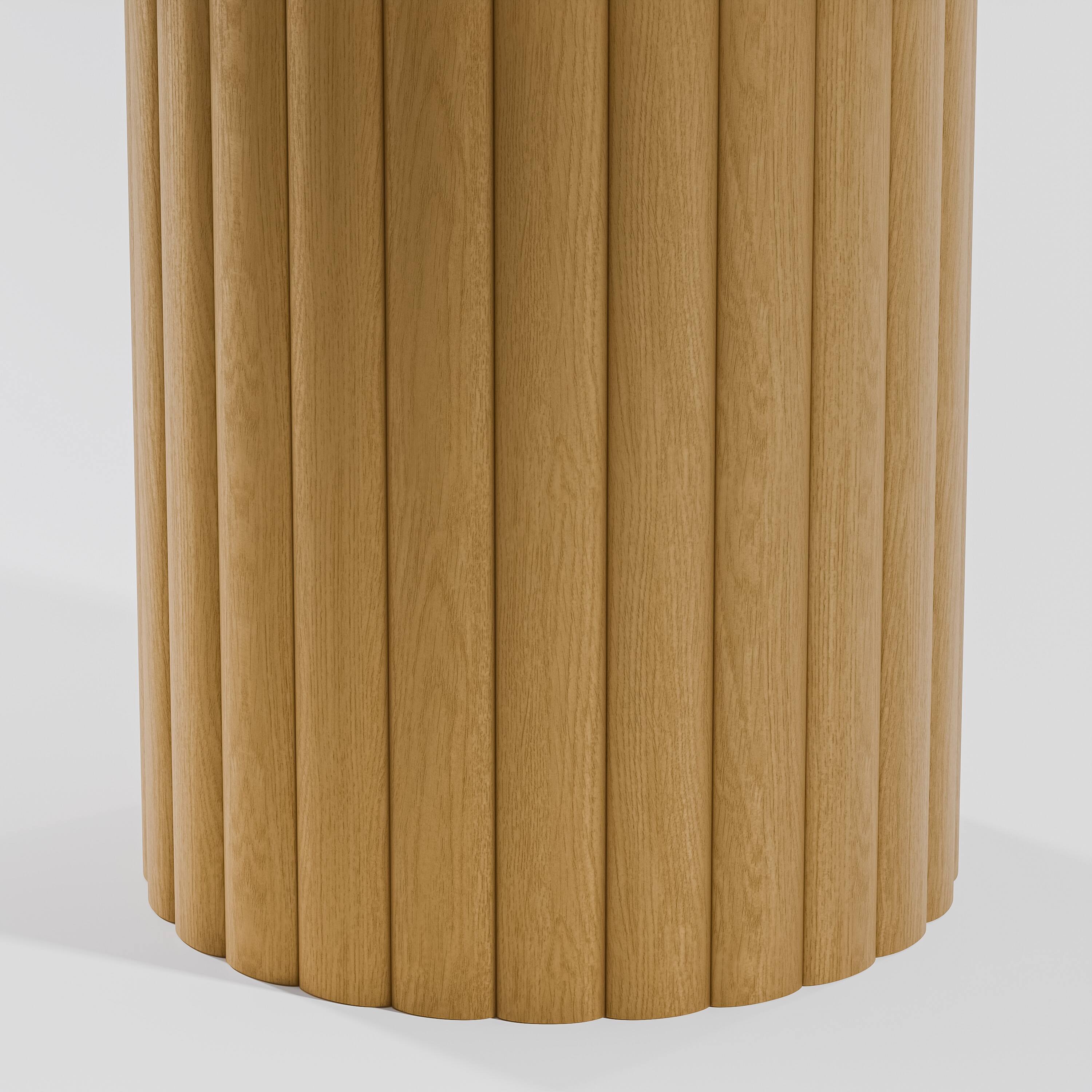 Alt View 7. PexFix - Minimalist Farmhouse Duckbill Edge Round Solid Oak 46 in. Wide Ribbed Base Kitchen & Dining Table Seats 4 - Natural.