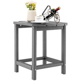 Costway - 18" Patio Adirondack Side Table Weather Resistant HDPE Garden - Gray