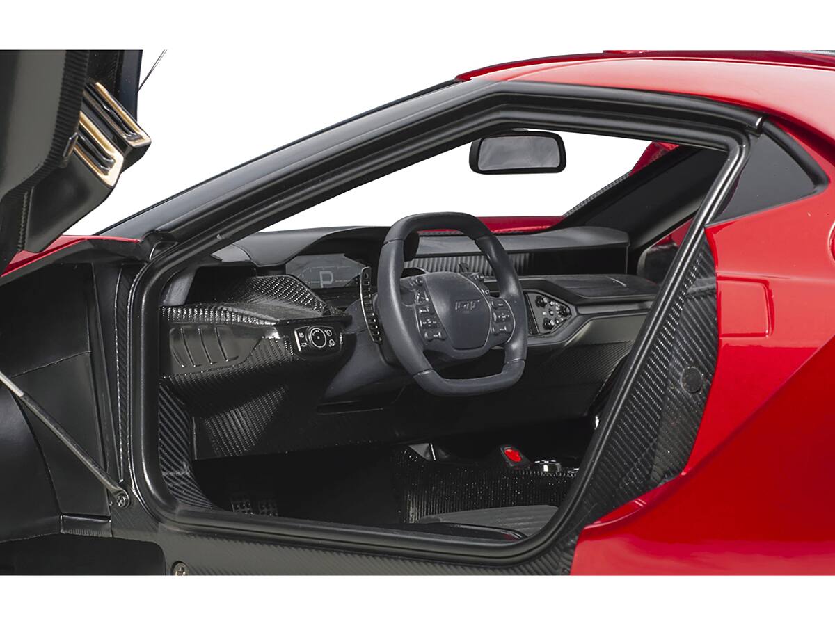 Back. Autoart - 2017 Ford GT Liquid Red Metallic with Silver Stripes 1/12 Model Car by Autoart - Red Metallic with Silver Stripes.