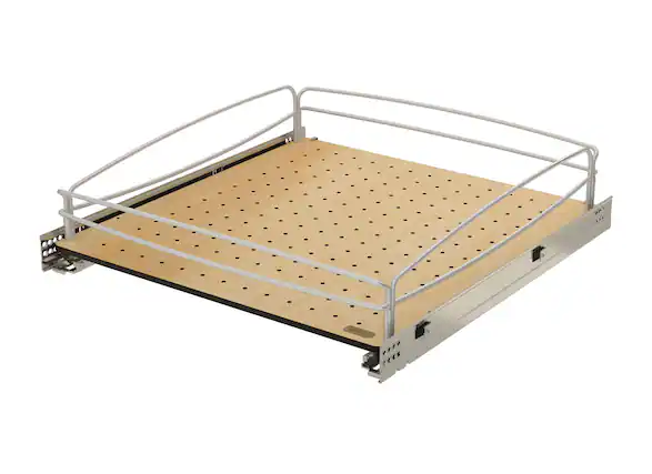 Front. Rev-A-Shelf - Rev-A-Shelf Solid Bottom Pullout Base Soft-close Cabinet Organizer, 54BK-21SC-1 - Silver.