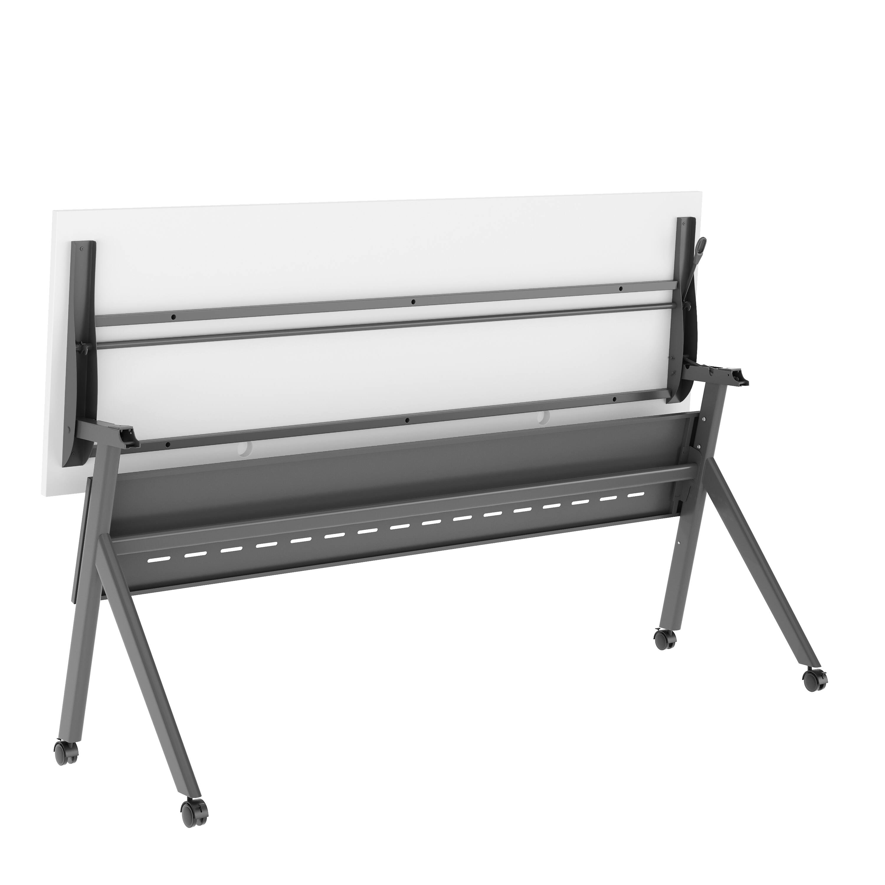 Alt View 10. Emma + Oliver - Griffin Heavy-Duty Flip Top Training Table with Nesting Design, Privacy Panel, Y-Legs, Tabletop, Metal Frame - White Top/Gray Frame.