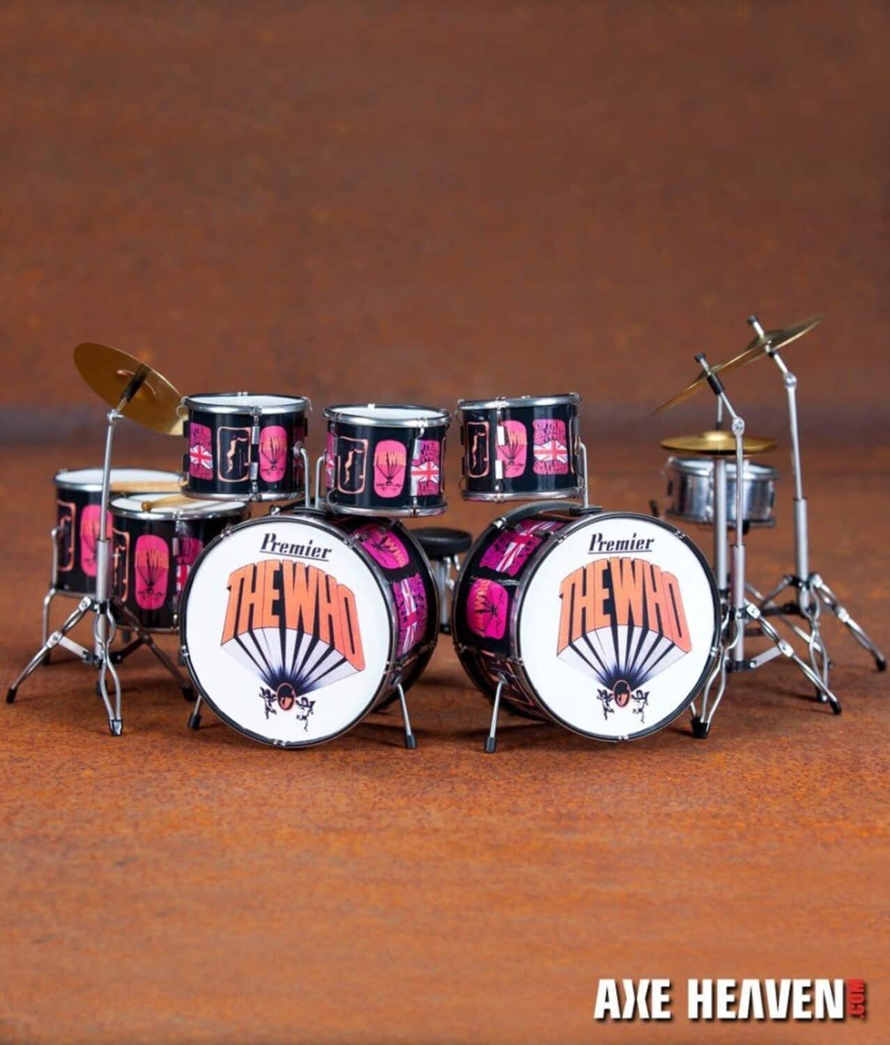 Keith Moon - Axe Heaven Keith Moon Pictures Of Lily Premier Mini Drum Kit Replica Collectible KM-DRUM-1 - COLLECTABLES - Multicolor