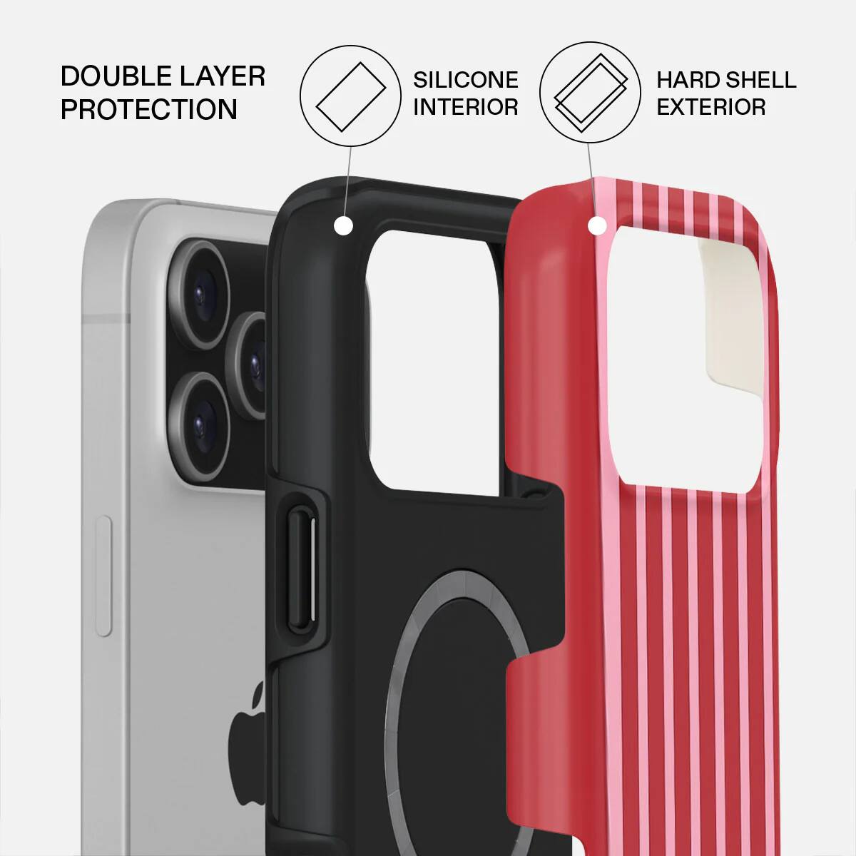 DOUBLE LAYER PROTECTION  
SILICONE INTERIOR  
HARD SHELL EXTERIOR