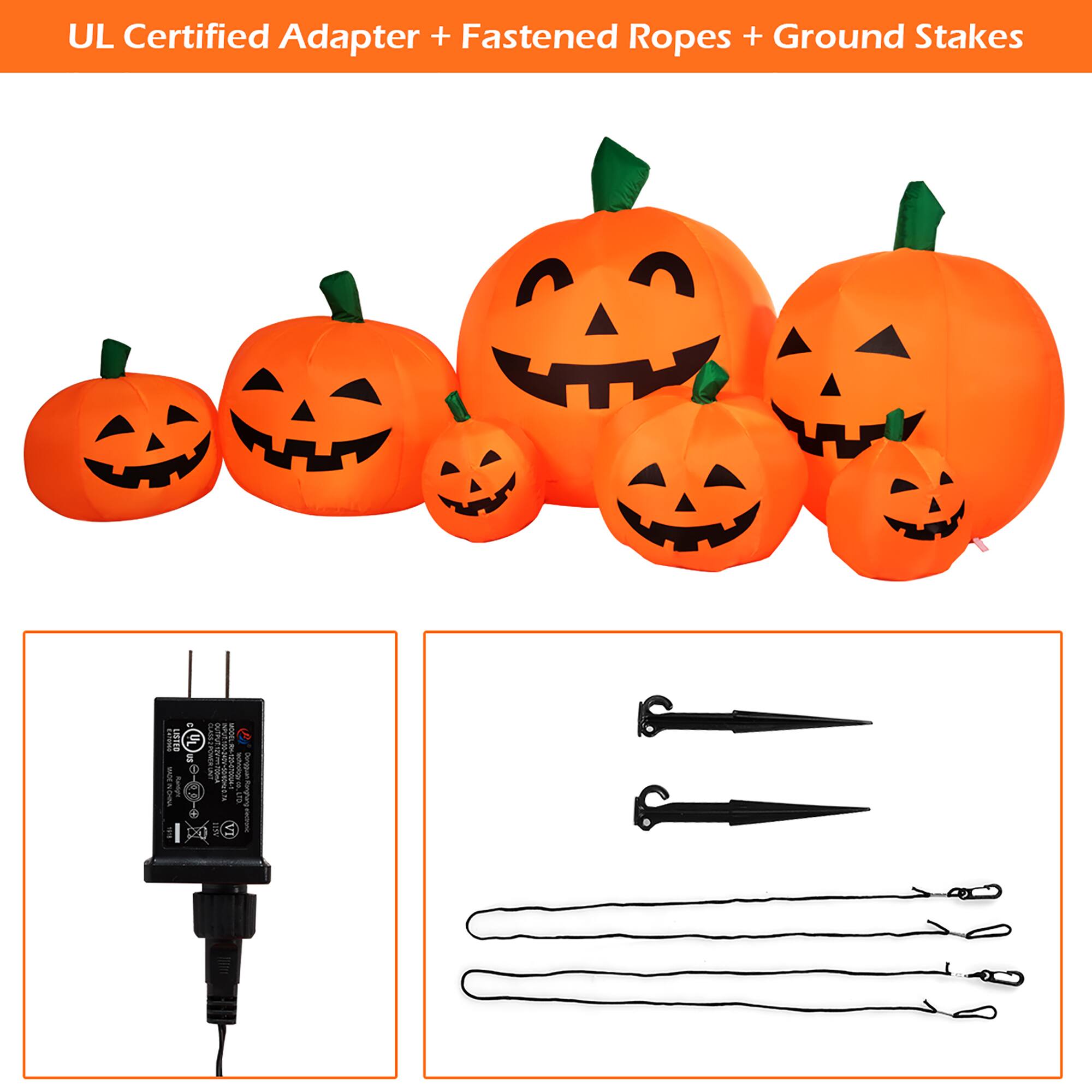 UL Certified Adapter + Fastened Ropes + Ground Stakes