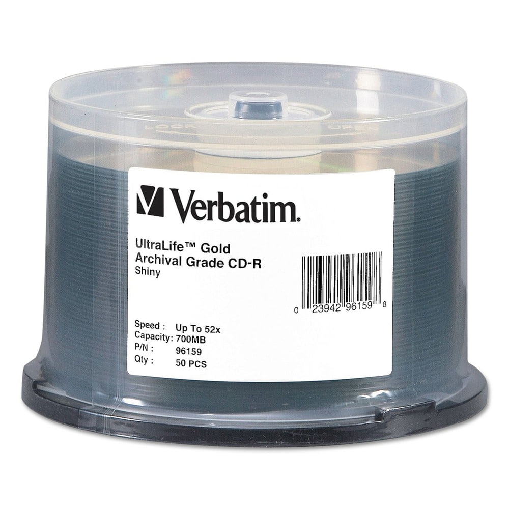 Verbatim - 96159 700 MB/80 min 52X Archival Grade CD-R Recordable Disc in Spindle - (50/Pack) - Gold