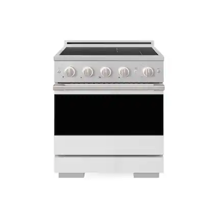 Front. ZLINE - 30 in. 4.2 cu. ft. Marino Freestanding Induction Range with 4 Burners and Convection Oven with White Matte Door - White Matte.
