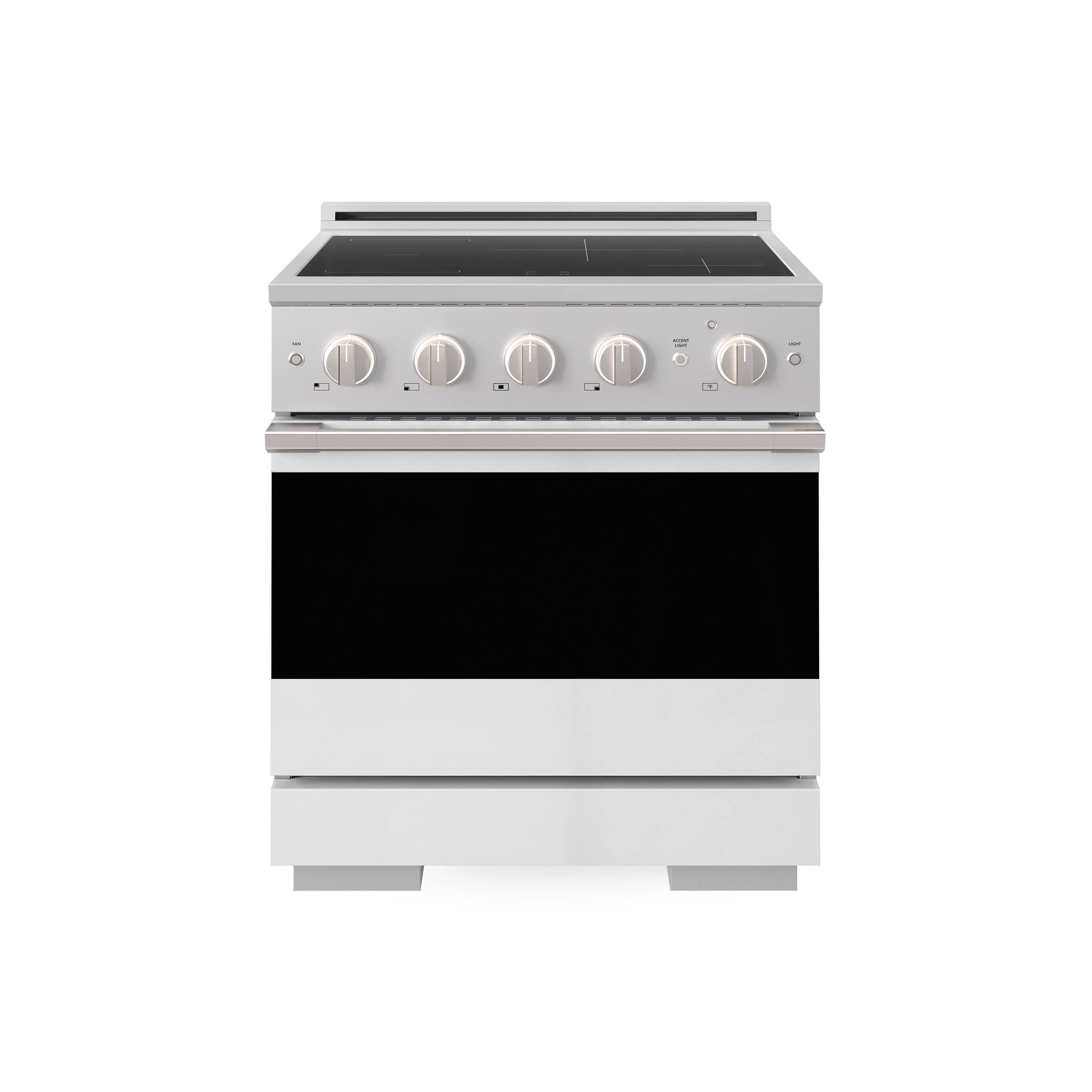 Front. ZLINE - 30 in. 4.2 cu. ft. Marino Freestanding Induction Range with 4 Burners and Convection Oven with White Matte Door - White Matte.