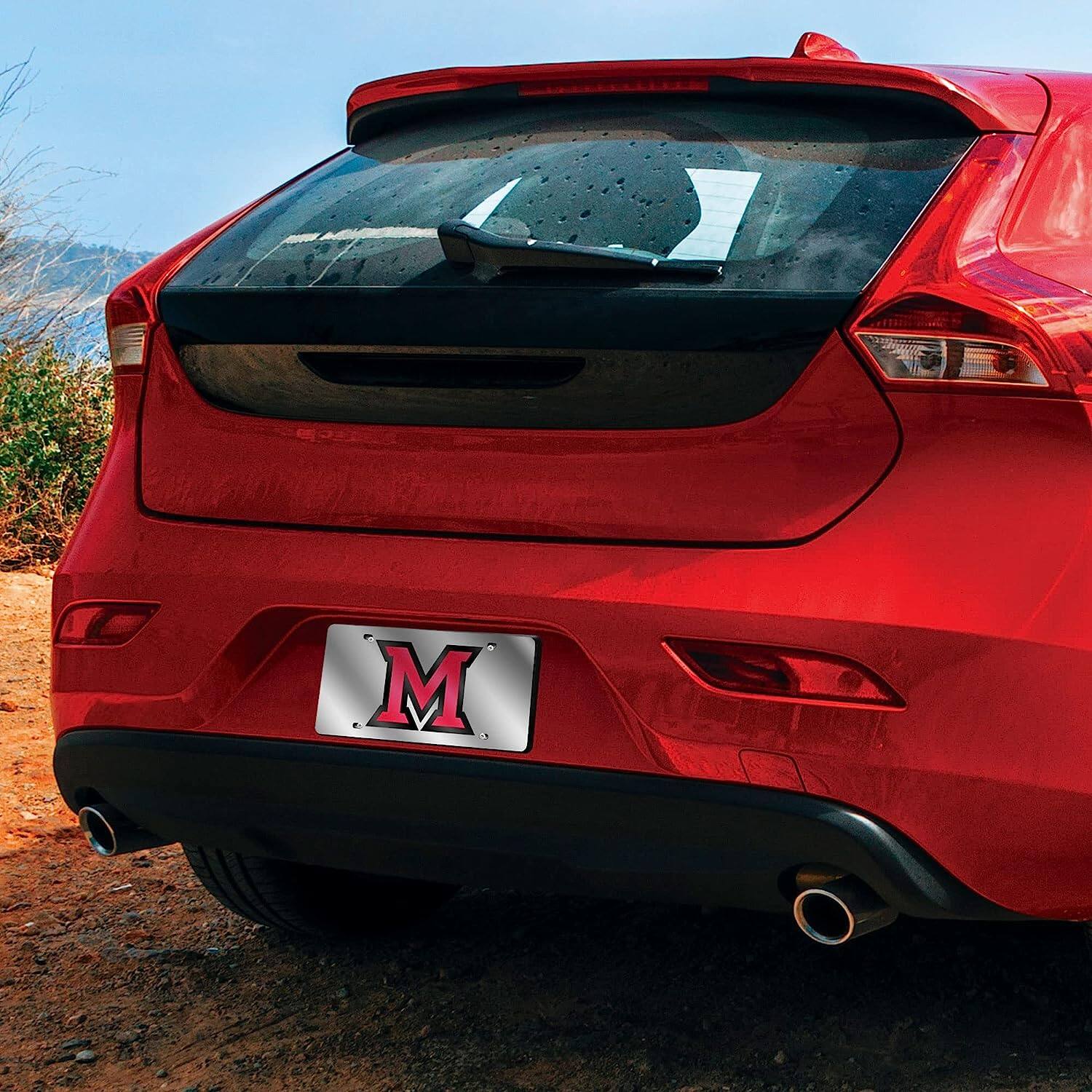 Alt View 2. Rico Industries - Miami of Ohio RedHawks Mirrored Laser Cut License Plate Laser Tag - Multi.