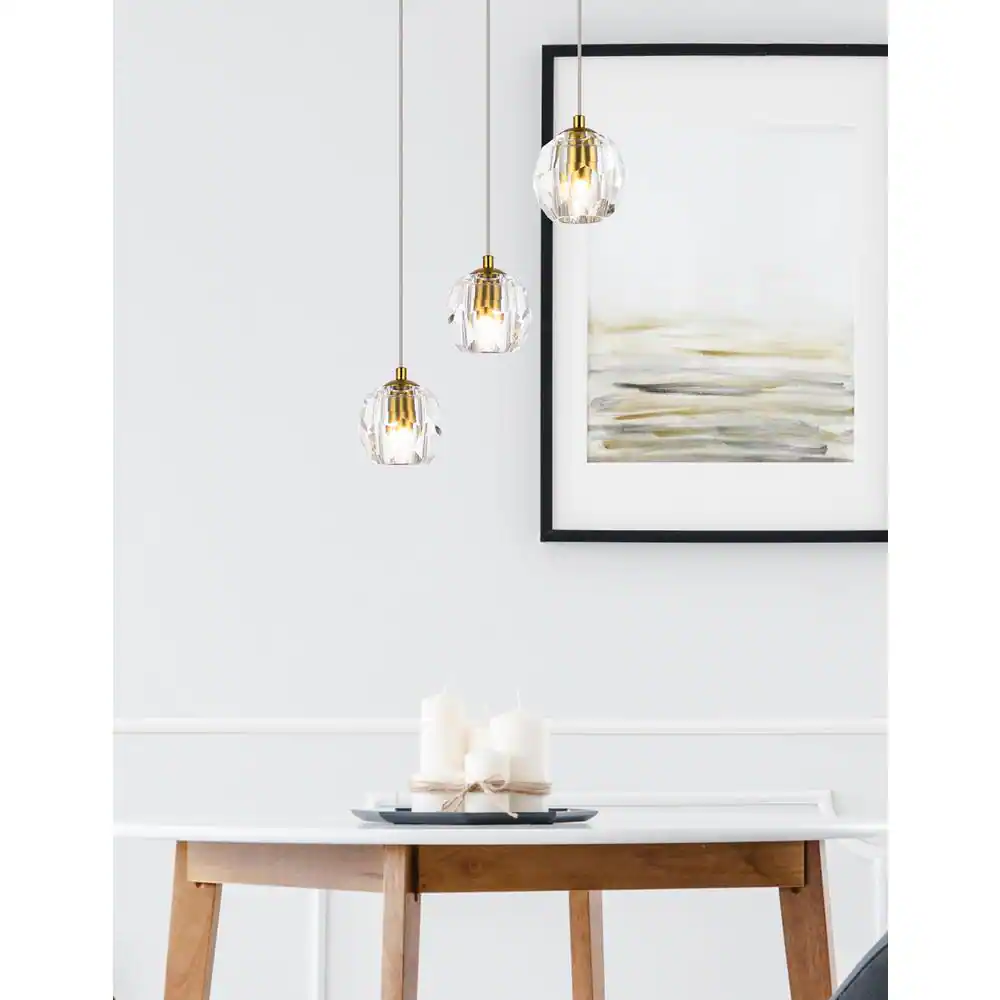 Alt View 1. Elegant Lighting - Eren 3 lights Gold pendant - Gold.