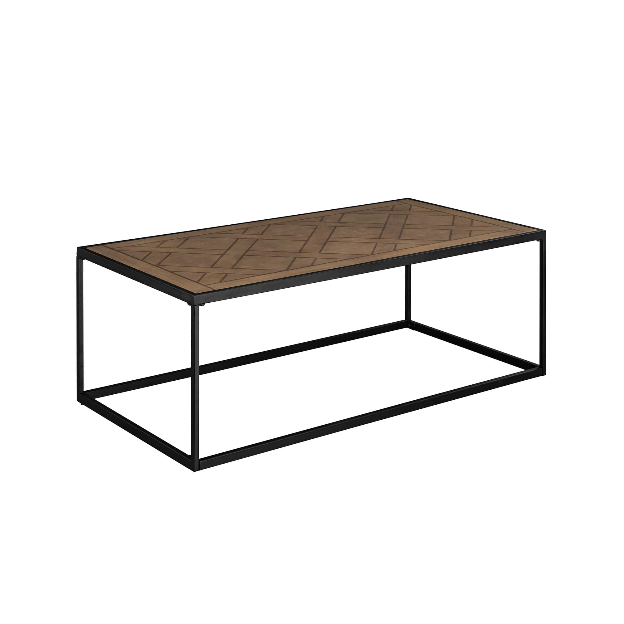 Left. Walker Edison - Modern Parquet Rectangular Coffee Table - Parquet Veneer.