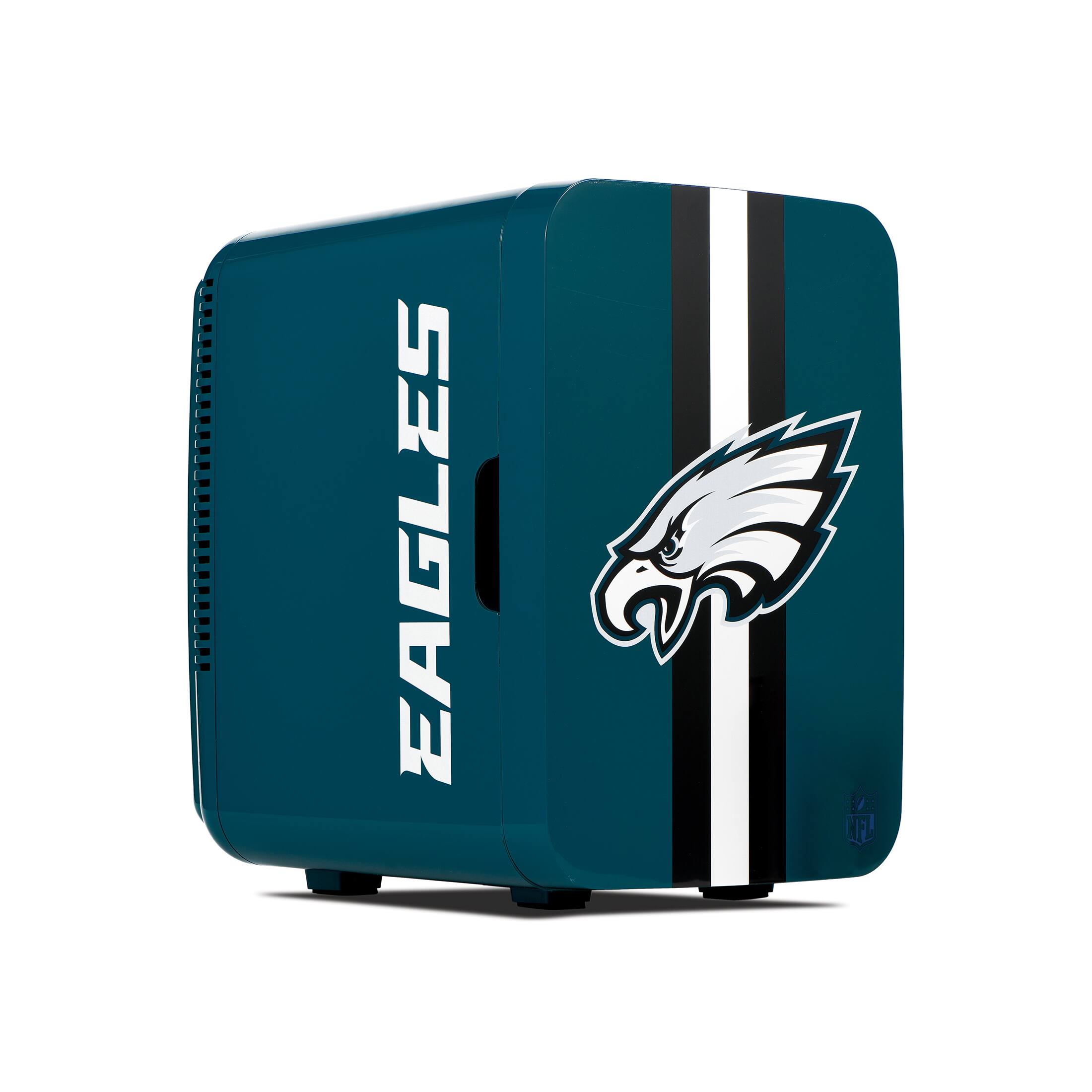Front. NFL - Ukonic NFL Philadelphia Eagles 15-Can Mini Fridge 10L AC/DC Portable Refrigerator, Official Team Logo for Home & Car - Teal.