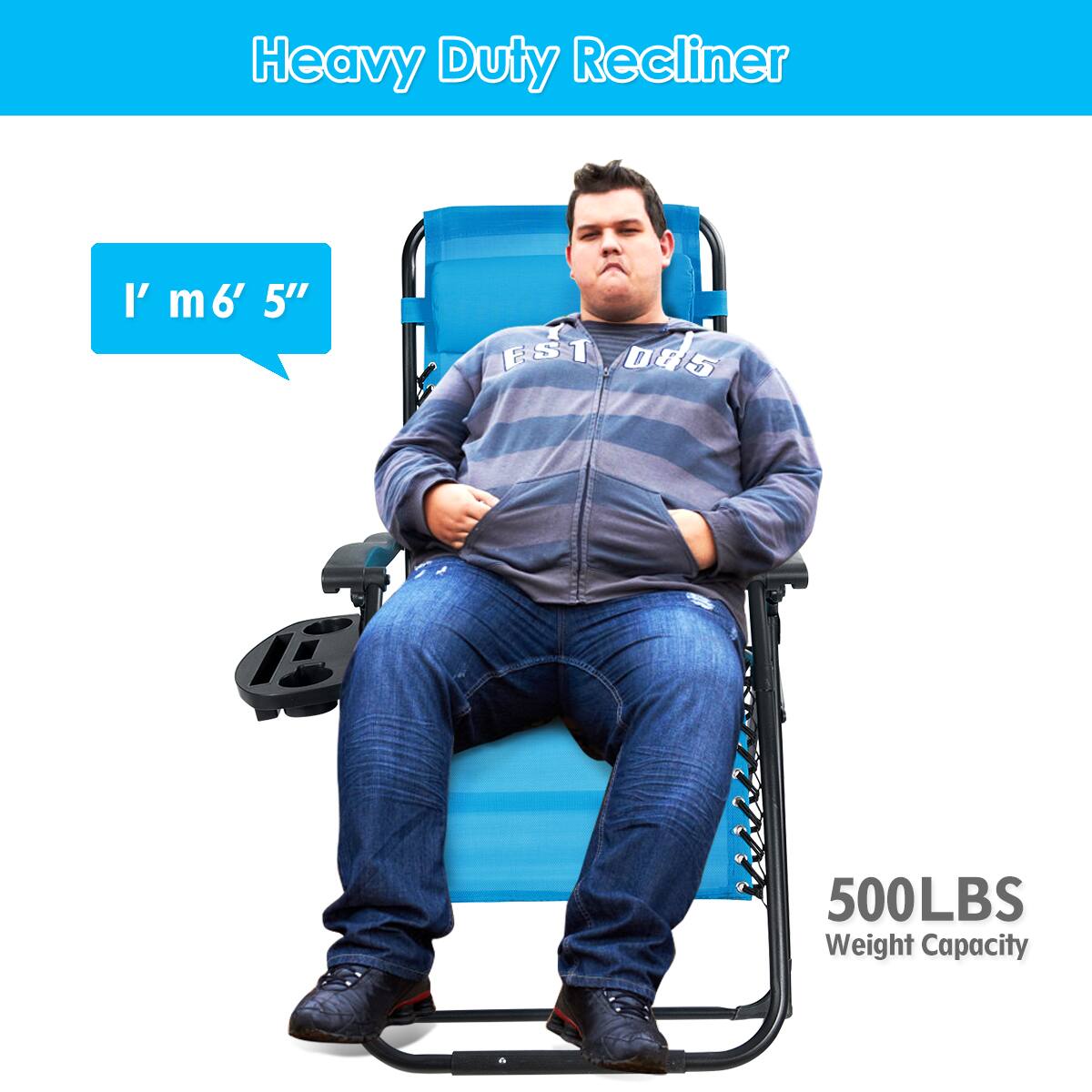 Heavy Duty Recliner, l' m6' 5", 500LBS Weight Capacity