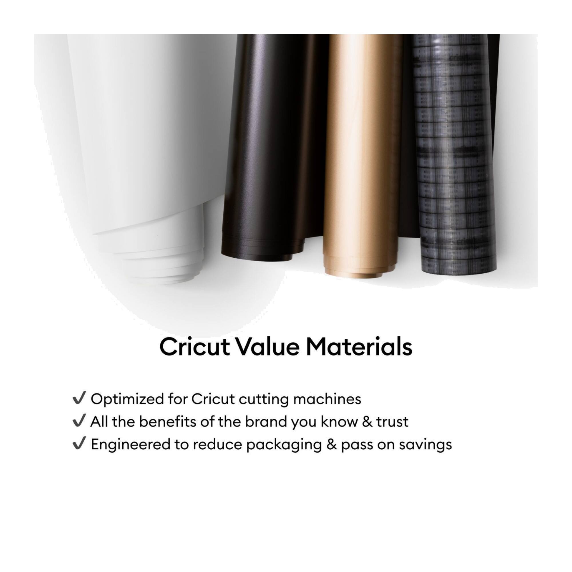 Cricut Value Materials

Optimized for Cricut cutting machines
All the benefits of the brand you know & trust
Engineered to reduce packaging & pass on savings