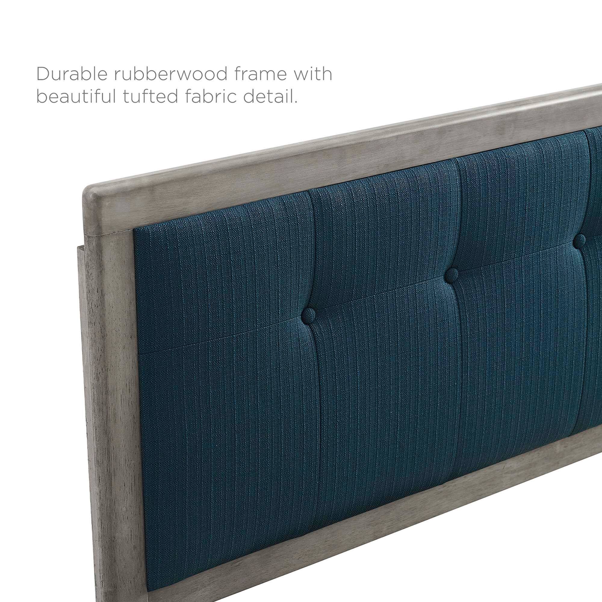 Durable rubberwood frame with beautiful tufted fabric detail.