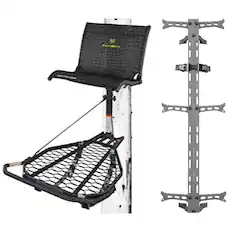 Front. Hawk - Hawk Kickback LVL Hang On Tree Stand with Footrest & Set of 3 Climbing Sticks - Black.