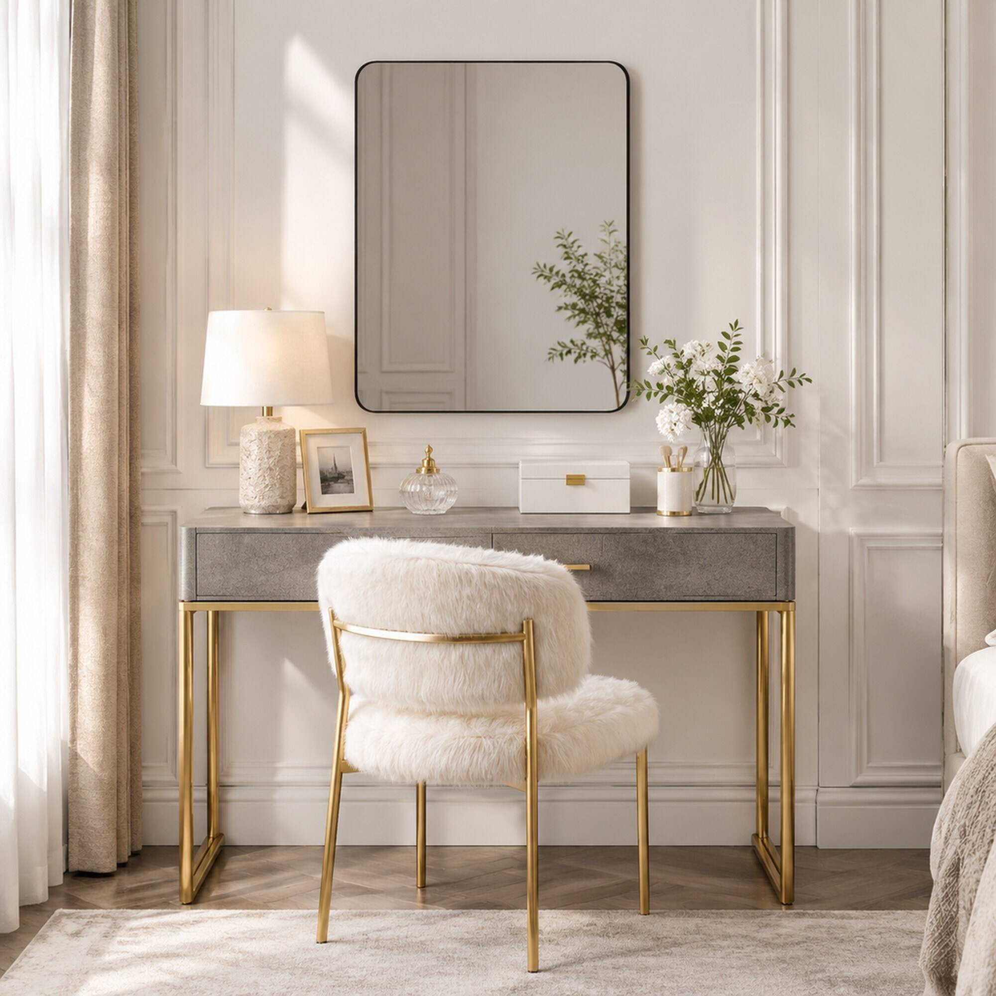 Alt View 2. RYHNUYNE - 24x36 Inch Black Rectangular Wall Mirror, Metal Framed, Modern Vanity Mirror for Bathroom, Bedroom, Living Room - Black.