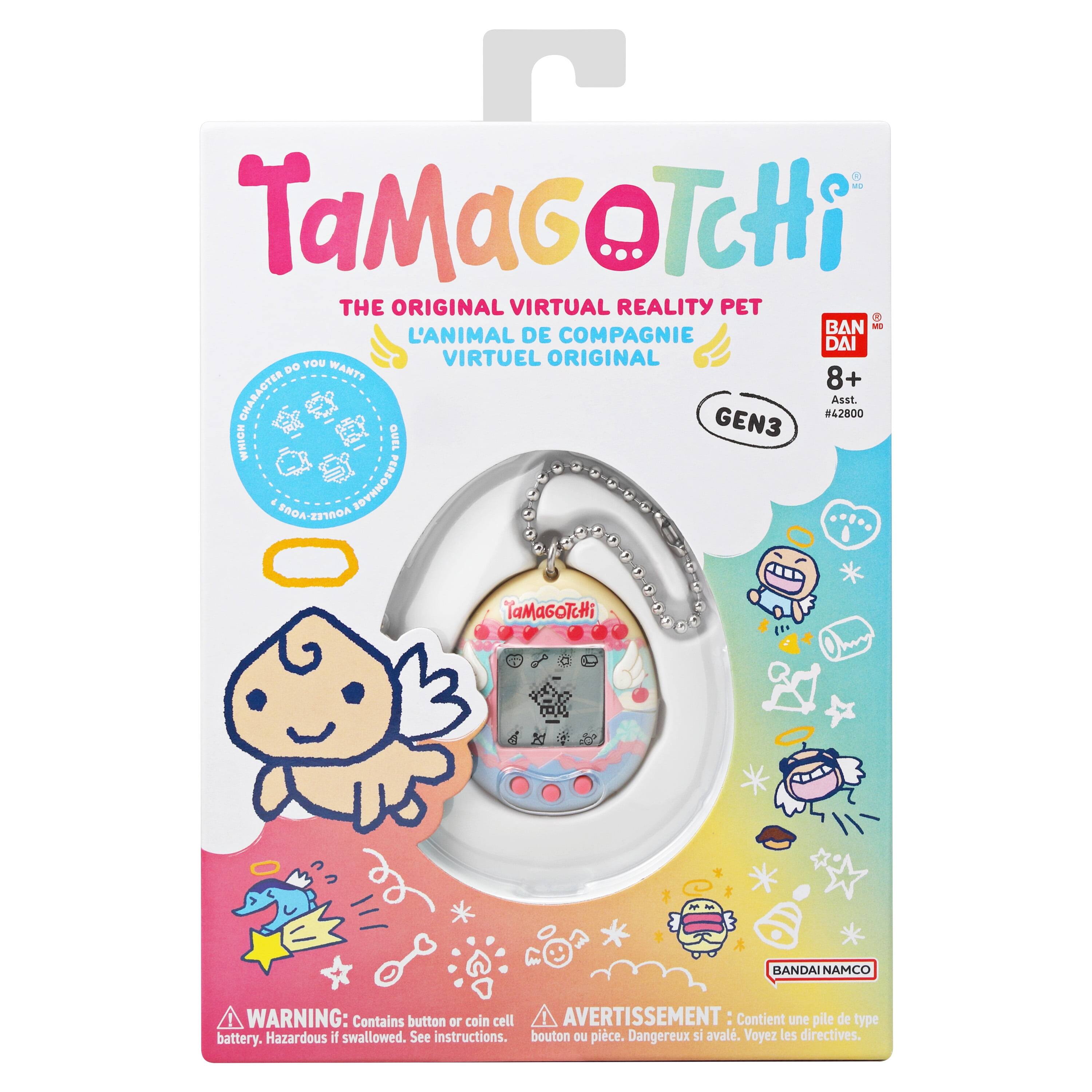 TaMaGoTcHi THE ORIGINAL VIRTUAL REALITY PET BAN  
L'ANIMAL DE COMPAGNIE DAI YOU VIRTUEL ORIGINAL  
8+ CHARACTER GEN3 #42000  
Asst. NOINM QUEL ERA-ETIROA PERSONNAGE TaMaGOTcHi BANDAI NAMCO  
WARNING: Contains button or coin cell battery. Hazardous if swallowed. See instructions.  
AVERTISSEMENT: Contient une pile de type bouton ou pièce. Dangereux si avalé. Voyez les directives.