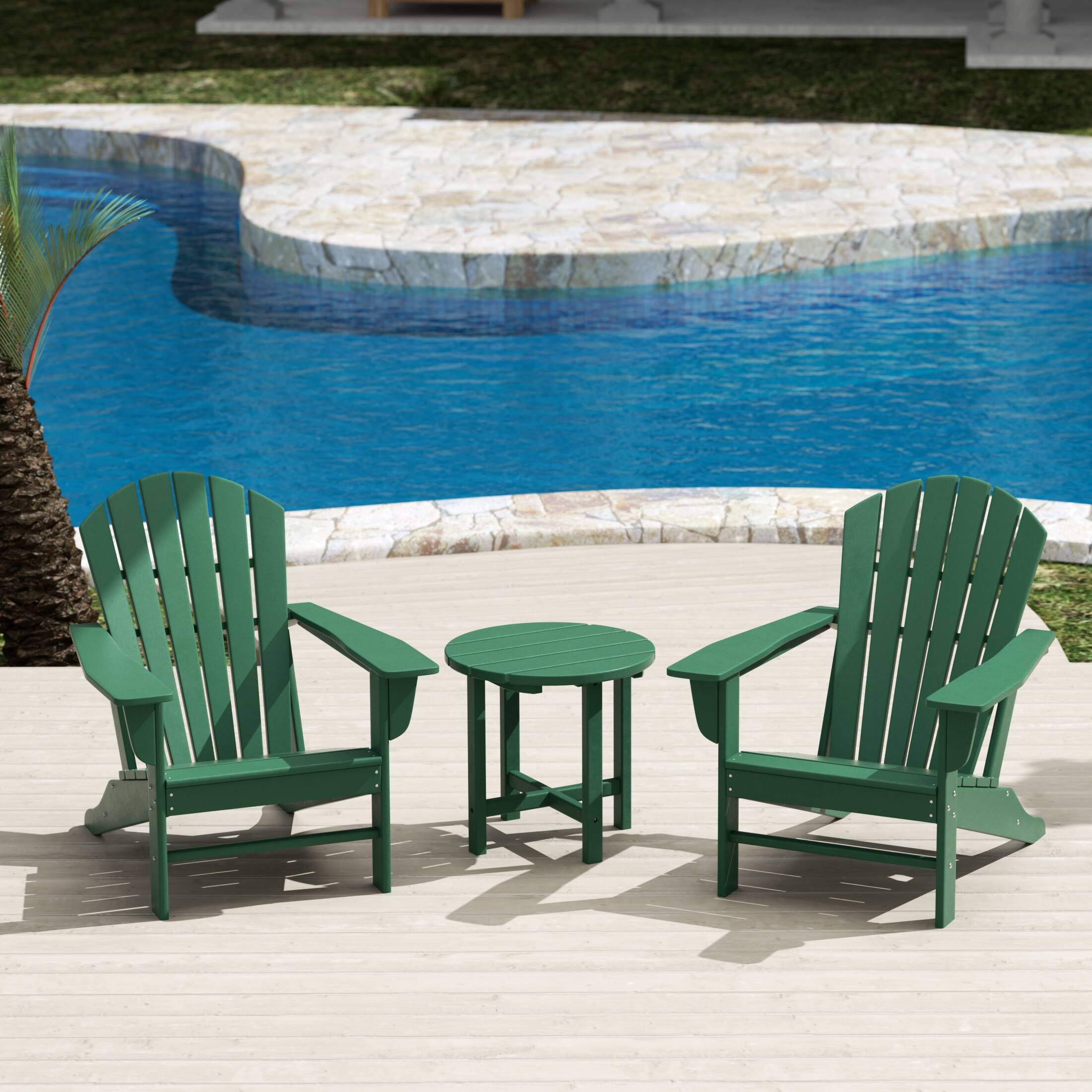 Angle. WestinTrends - WestinTrends Dylan 3-Piece Outdoor Adirondack Chair with Side Table Set - Dark Green.