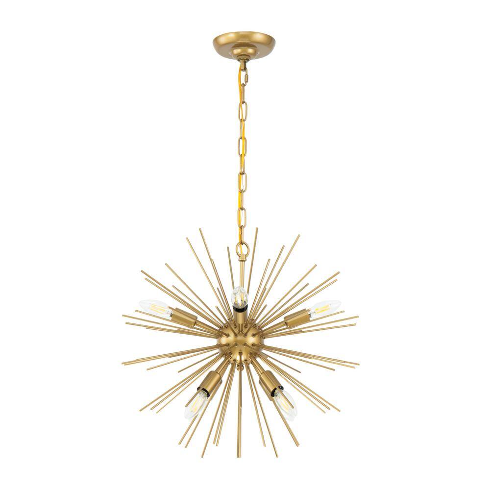 Alt View 3. Living District - Timber 8 light Brass pendant - Brass.