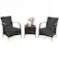 Front. Costway - 3 PCS Patio Wicker Rattan Furniture Set Coffee Table & 2 Rattan Chair W/Cushions - Dark Gray.