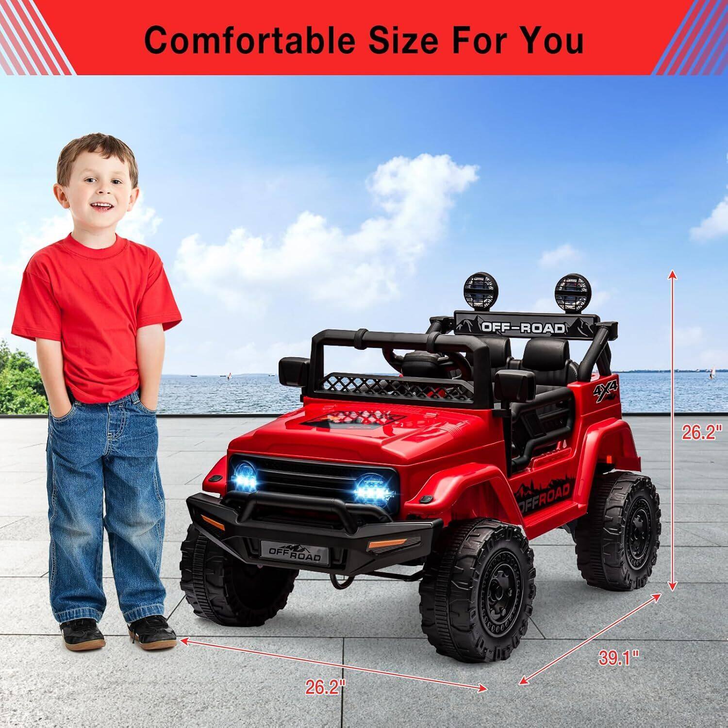 Comfortable Size For You

OFF-ROAD 9X4

26.2" (Width)
39.1" (Length)