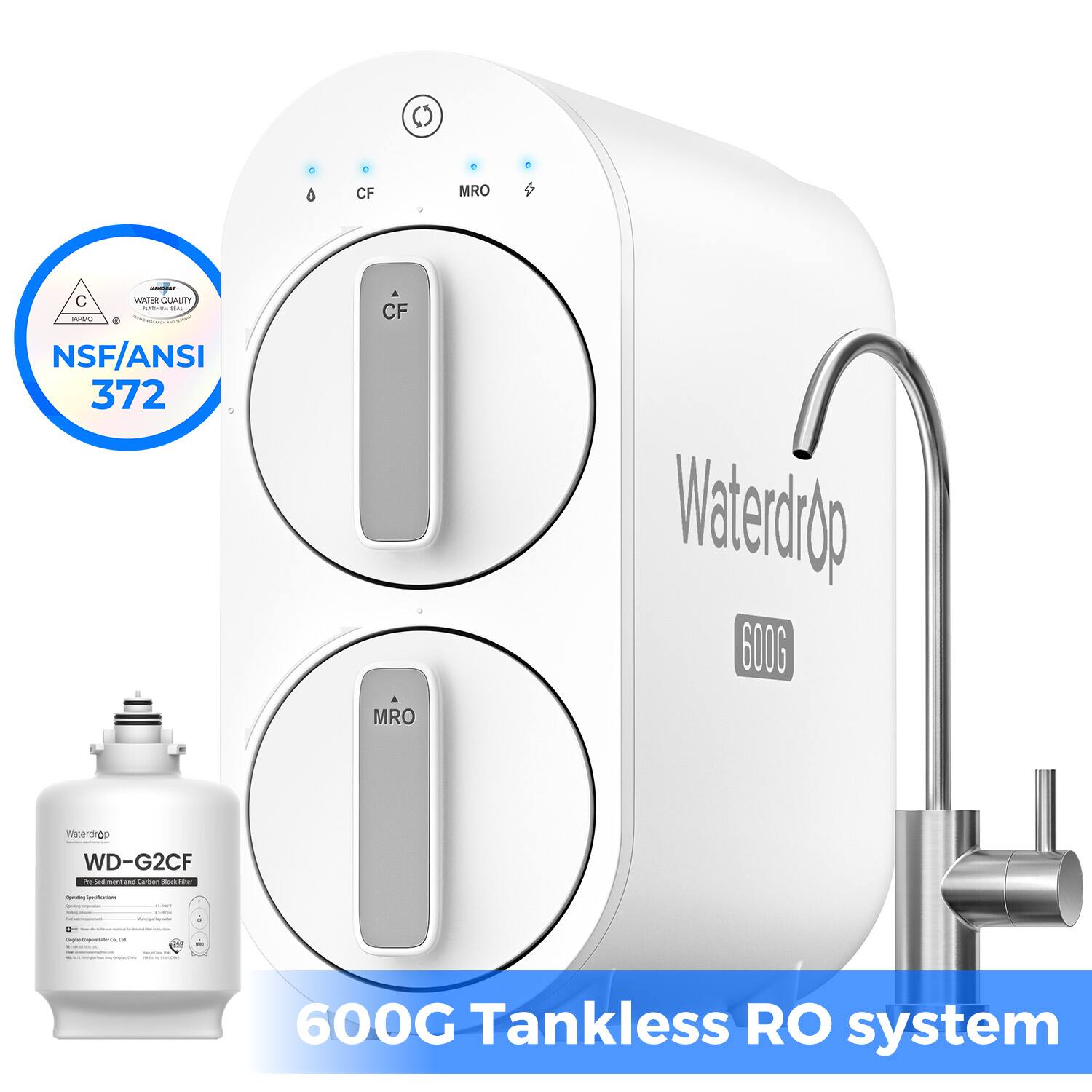 Waterdrop - G2P600 Reverse Osmosis System Extra WD-G2CF Water Filter - White