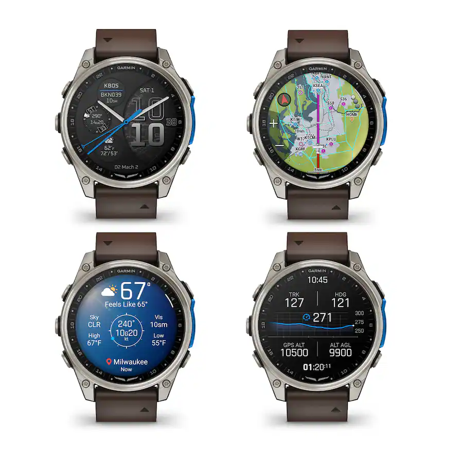 Garmin D2 Mach 2 Aviator Smartwatch 47 mm Titanium with Oxford Brown ...