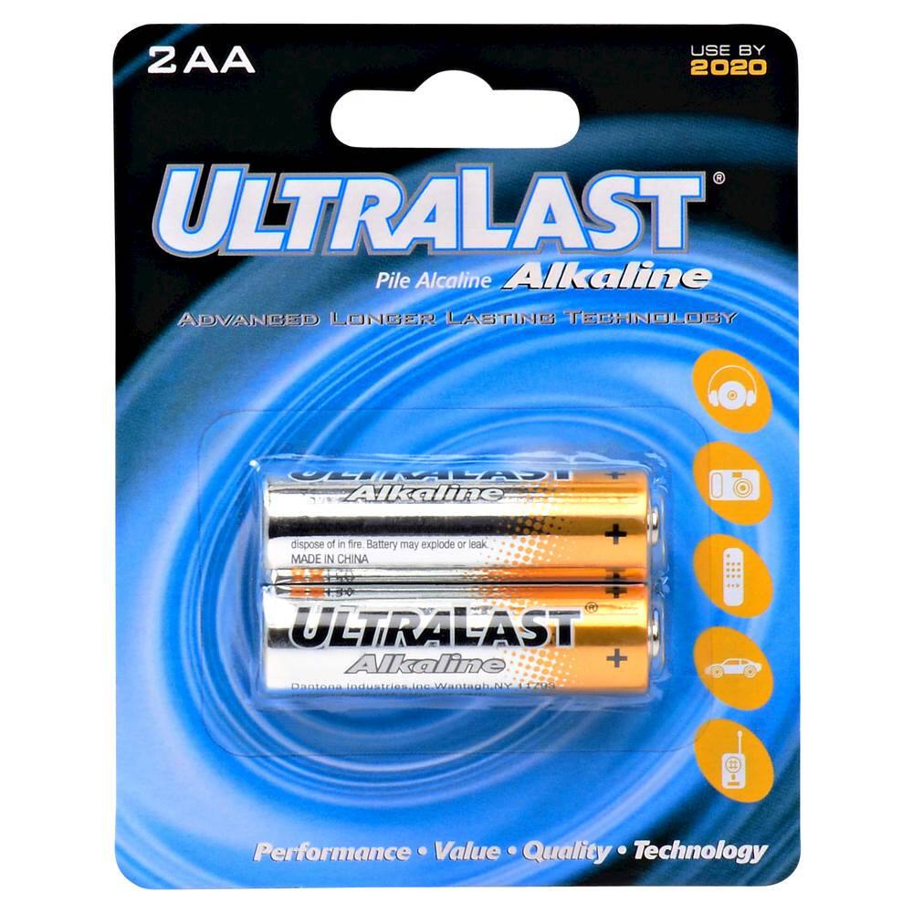 Front. UltraLast - AA Batteries (2-Pack) - Green/White.
