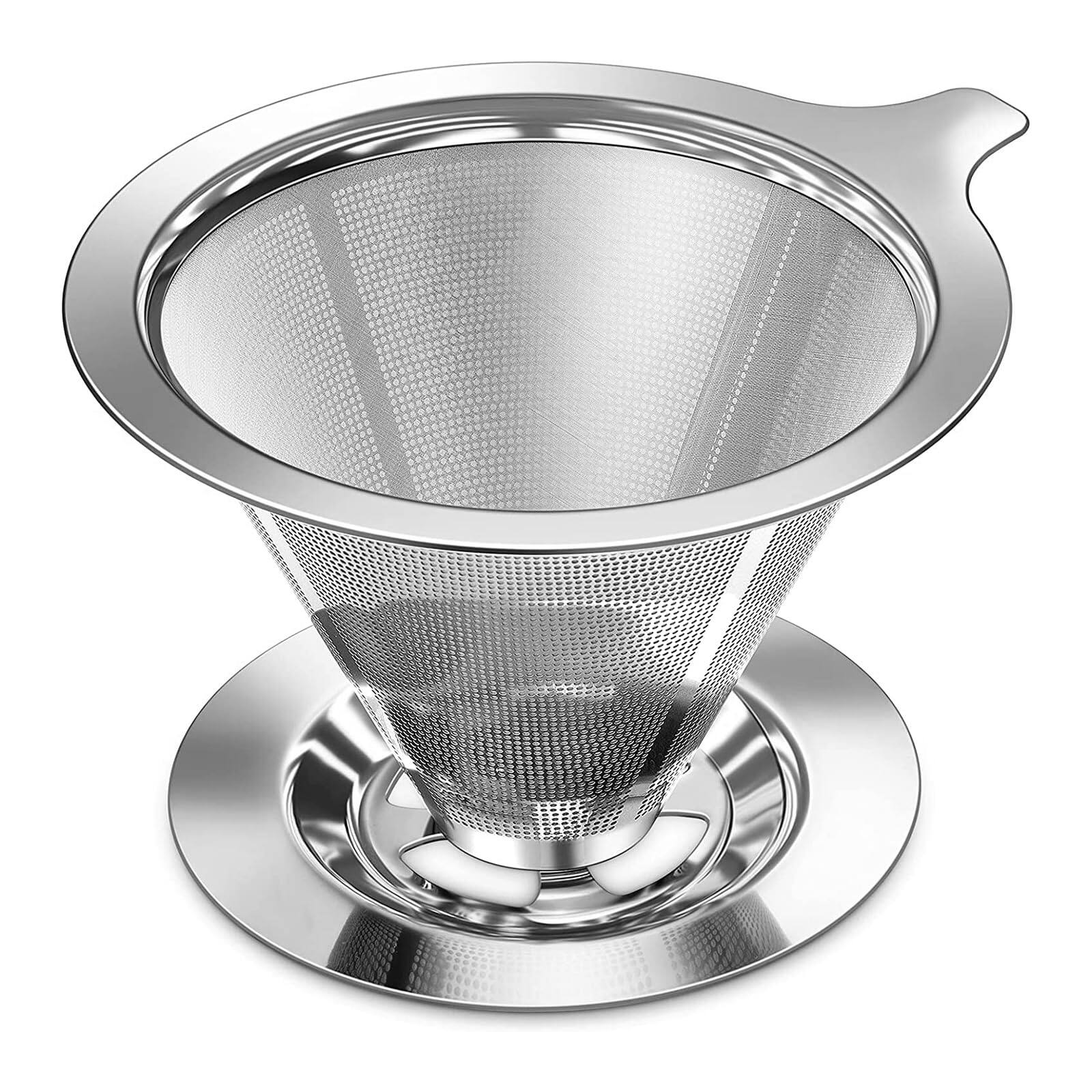 Fabibe - Pour Over Coffee Dripper Slow Drip Paperless Filter Maker For 1-2cups Brew Double Mesh Design Of Manual Reusable Cone - Default
