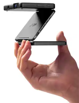 Aurzen - Tri-Fold Truly Mini Projector, Zero-Lag Focus, One-Click Screen Mirroring, 5000mAh Battery, DLP Tech - Gray
