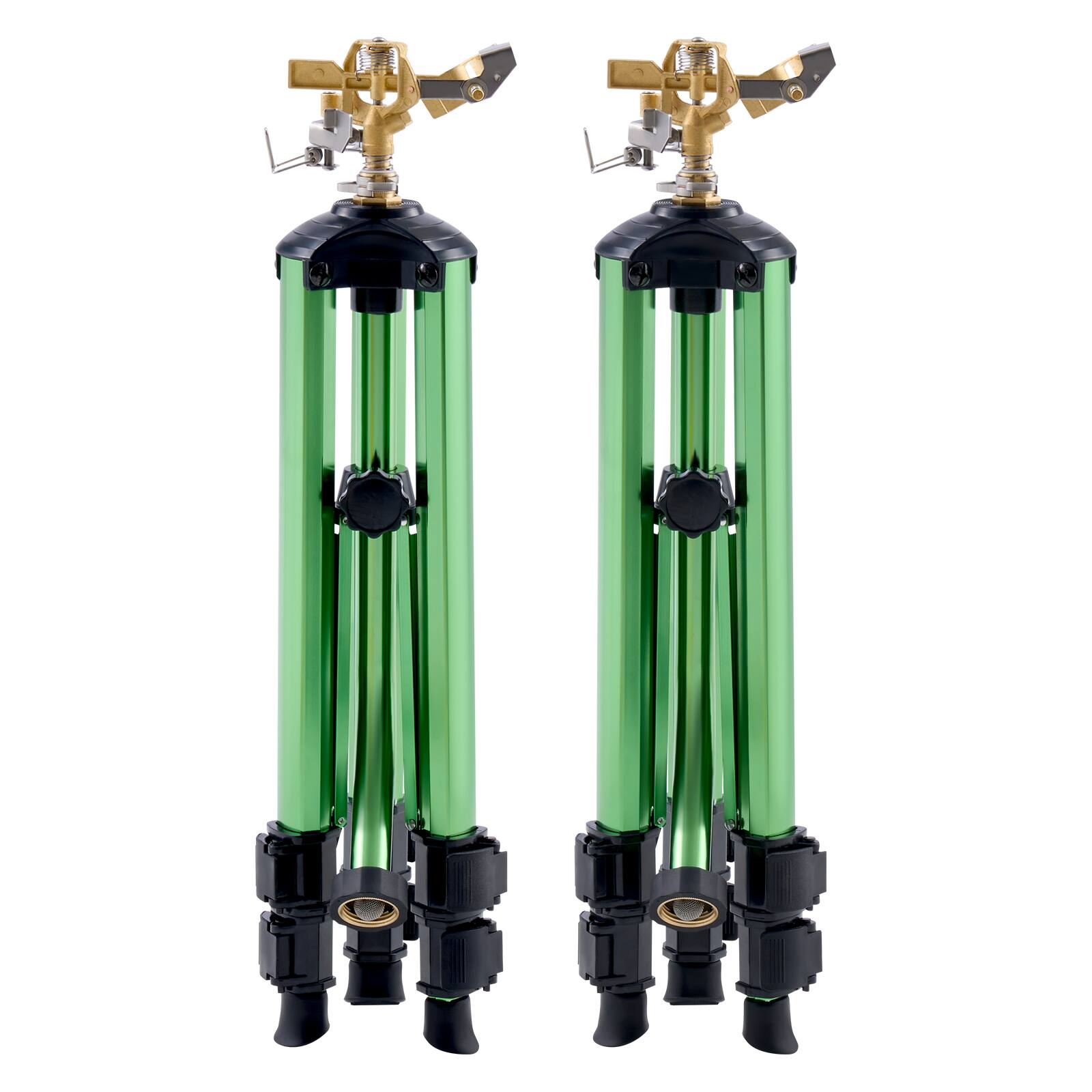 Alt View 5. VEVOR - Impact Sprinkler on Tripod Base, 2 Packs, Heavy Duty Tripod Sprinklers with Brass Head & 3/4"NH Connector - Green.