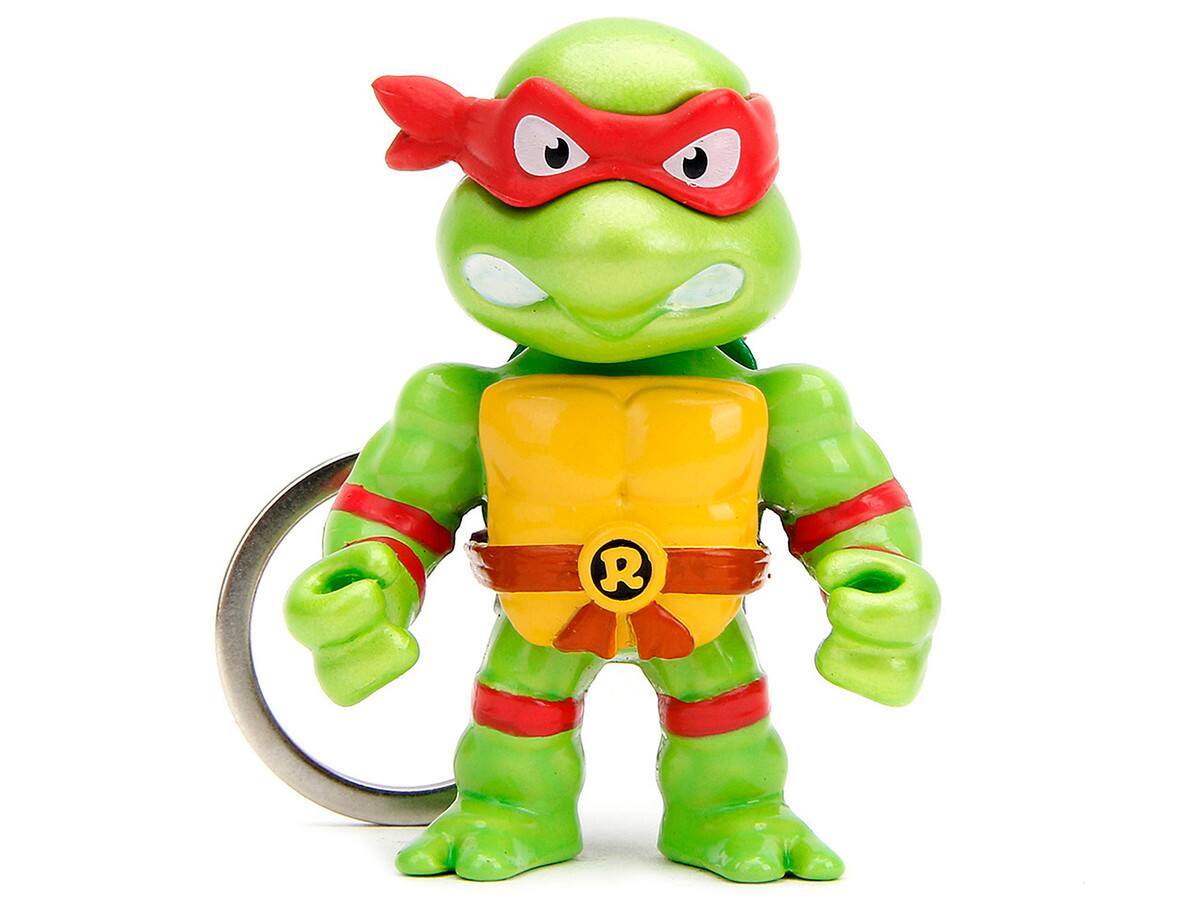 Left. Jada - Set of 4 Diecast Figure Key Chains "Teenage Mutant Ninja Turtles" TV Series "Metalfigs" Series Diecast Models by Jada - Green.