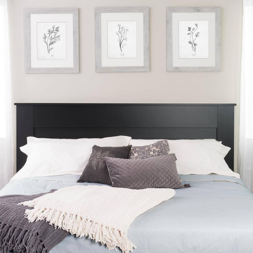 Back. Prepac - King Flat Panel Headboard, Black - Black.