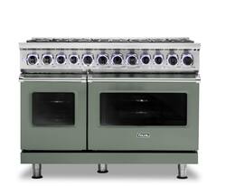 Viking - 48"W./24"D. Dual Fuel Sealed Burner Range-8 Burners - Eucalyptus - Front_Zoom
