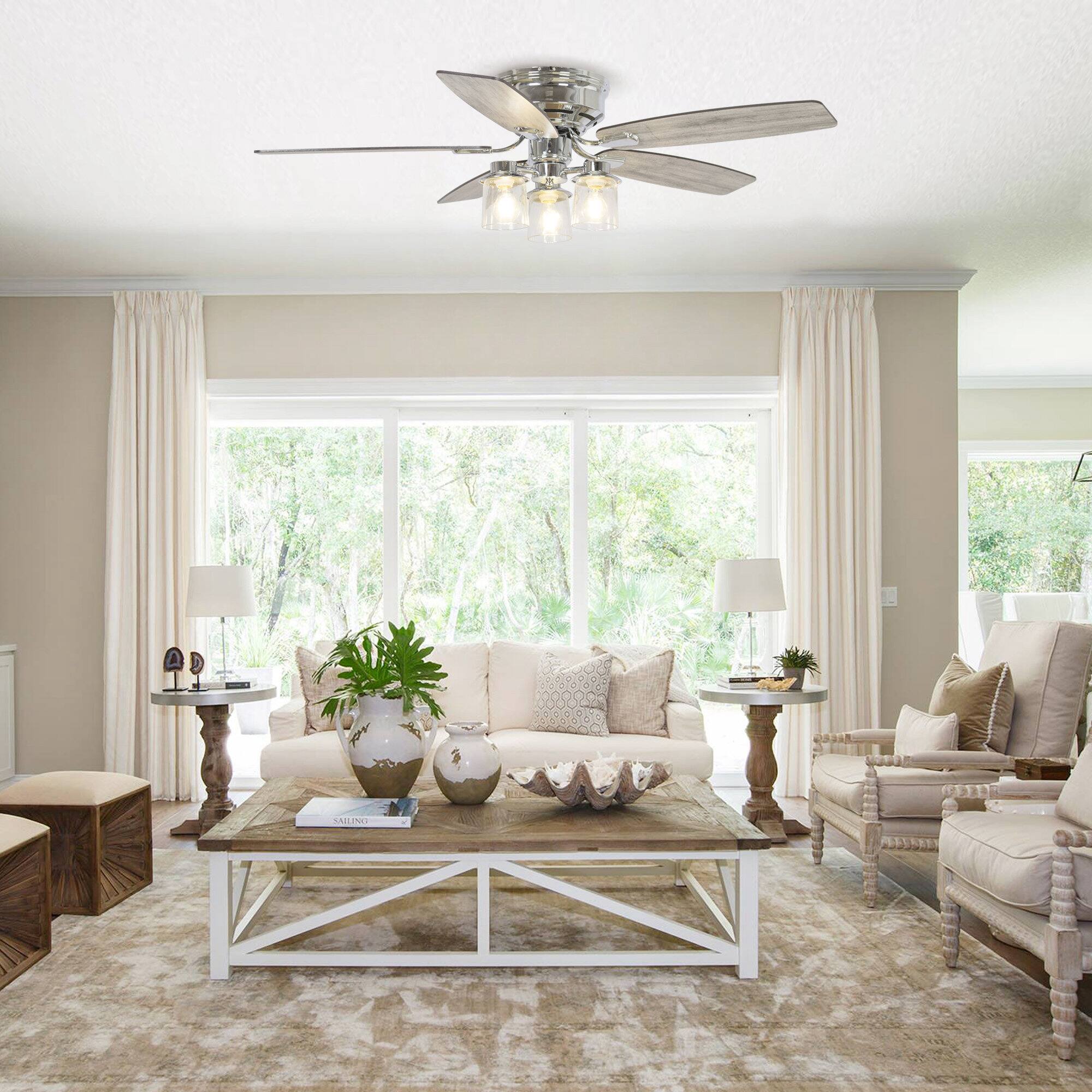 Alt View 4. Parrot Uncle - 52" Modern 5-Blade Ceiling Fan with Remote Control - chrome.