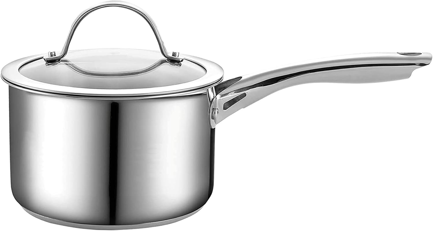 Left. Cooks Standard - Classic 2 Qt S/S Saucepan with Lid, multi Purpose Kitchen Sauce Pan, Dishwasher& Oven Safe, Induction Compatible - stainless steel.