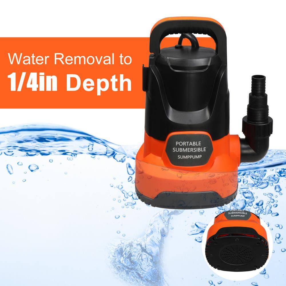 Water Removal to 1/4in Depth  
PORTABLE SUBMERSIBLE SUMPPUMP