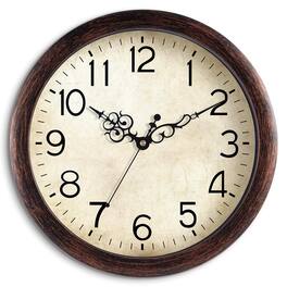 Dazzed Corner - 12 Inch Vintage Wall Clocks Battery Operated,Non-Ticking - Bronze