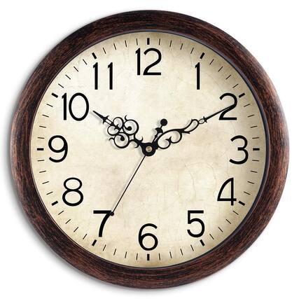 Front. Dazzed Corner - 12 Inch Vintage Wall Clocks Battery Operated,Non-Ticking - Bronze.