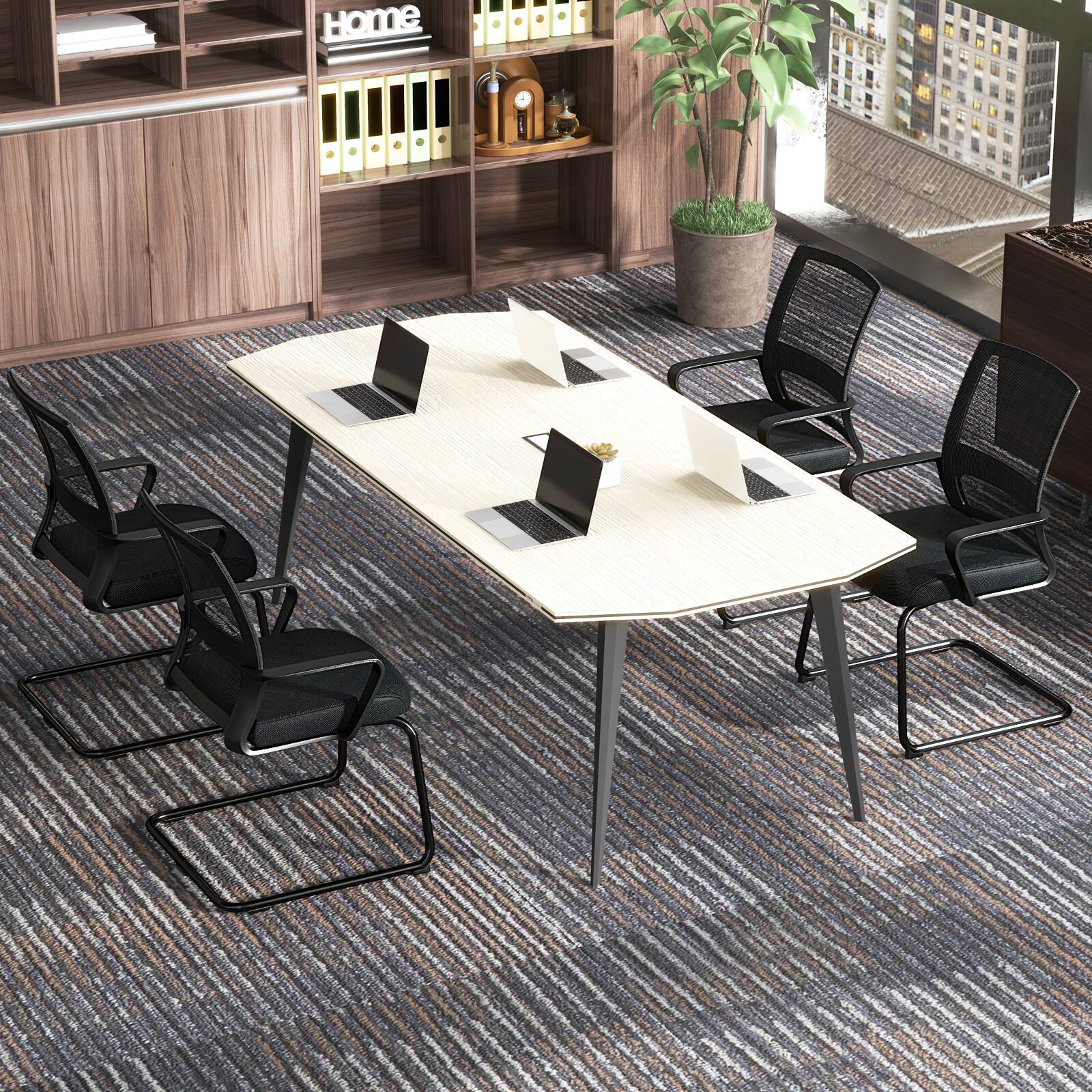 Alt View 1. Gymax - Gymax Office Mesh Chair Set of 2 Upholstered Guest Conference Chair w/Ergonomic Backrest - Black.