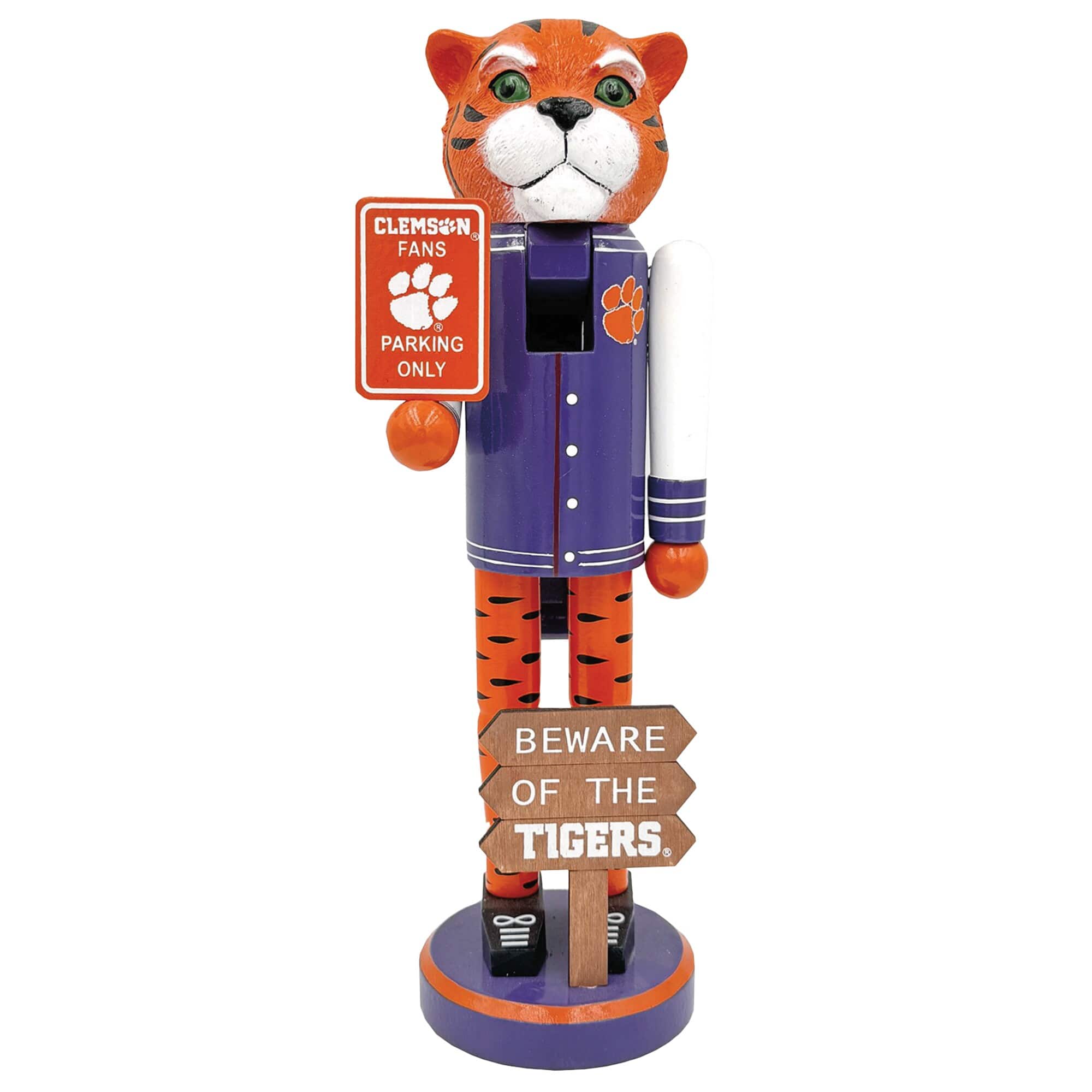 Santa's Workshop - Clemson Tigers 12" Beware Nutcracker - Orange