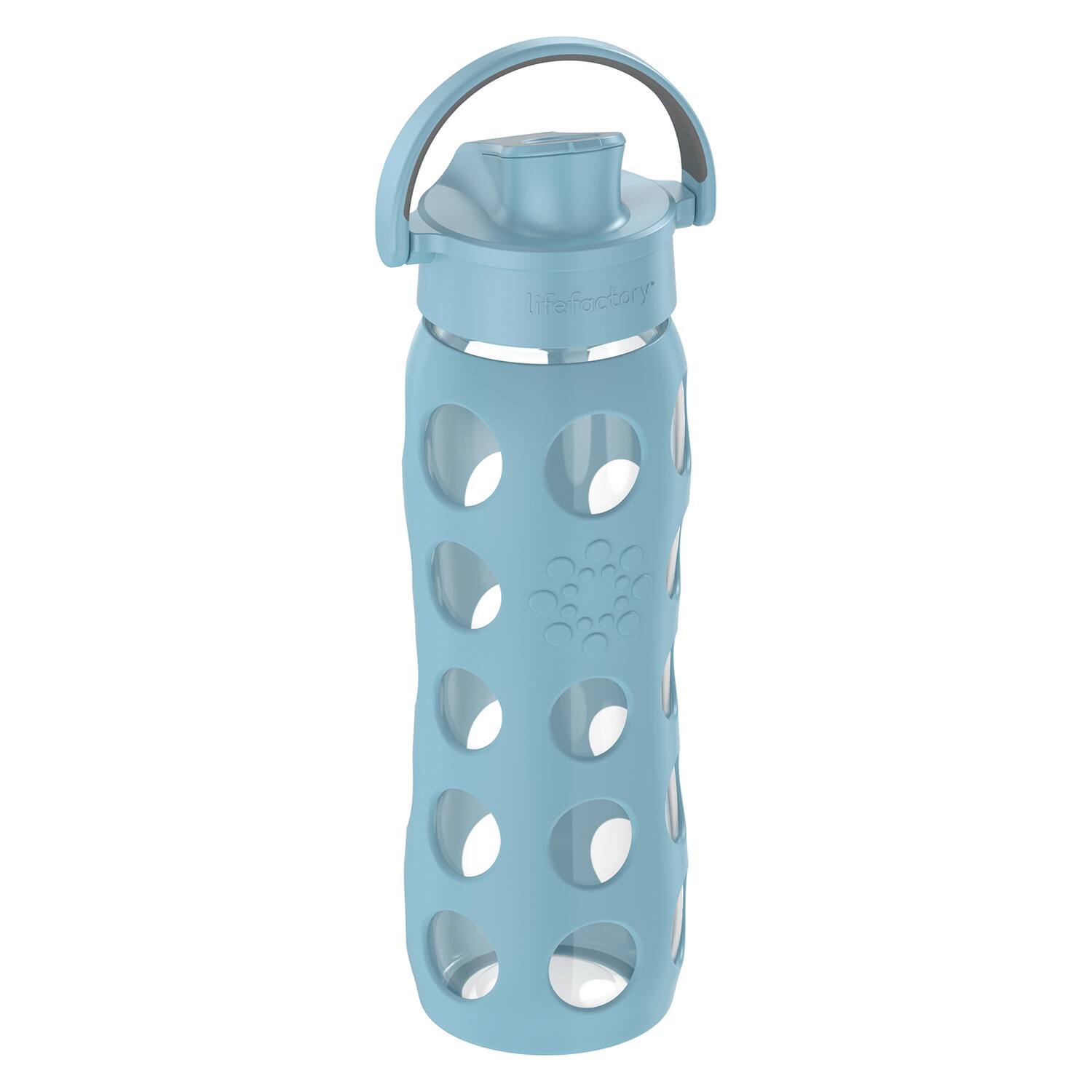 Alt View 3. Lifefactory - Lifefactory Lg4321mde4 22-oz. Glass Water Bottle With Active Flip Cap And Protective Silicone Sleeve (denim) - blue.