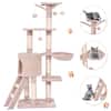 Front. Gymax - Gymax 56'' Cat Tree Kitten Pet Play House Furniture Condo Scratching Posts Ladder Beige.