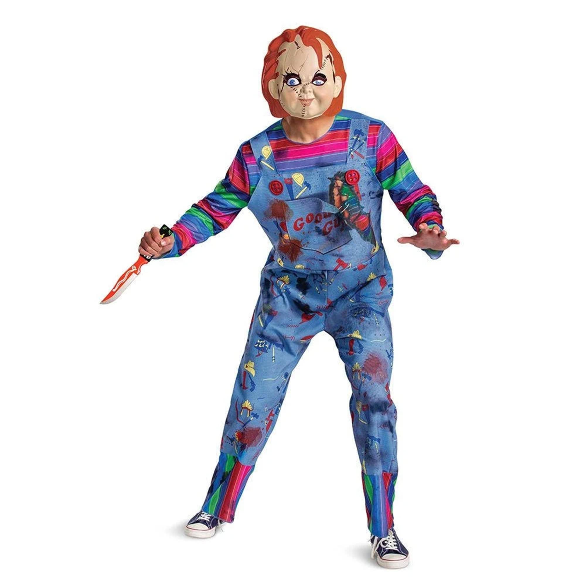 Alt View 1. Disguise - Childs Play Chucky Deluxe Adult Costume | X-Large (42-46) - Blue.