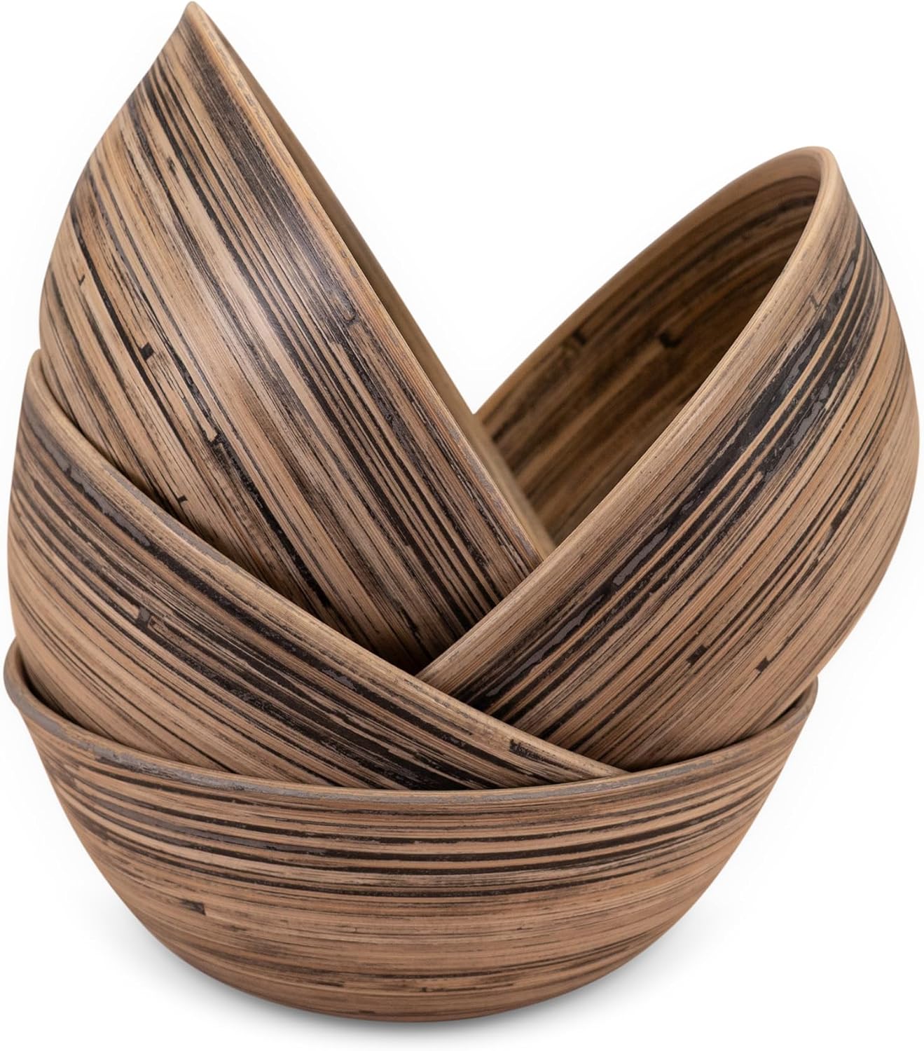 Back. Lexa - Bamboo Salad Bowl Set, 8 Inch x 4, Black Bamboo - Black/Natural.