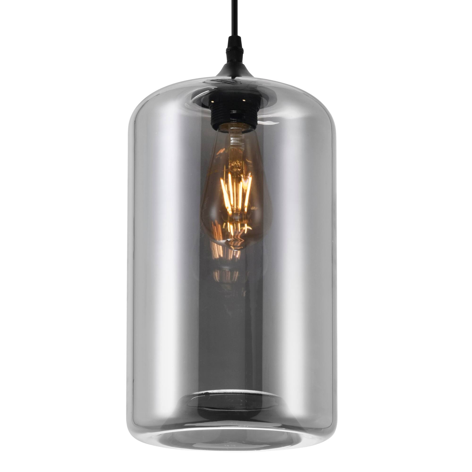 Angle. CWI Lighting - Glass 1 Light Down Mini Pendant With Smoke Finish - Black.